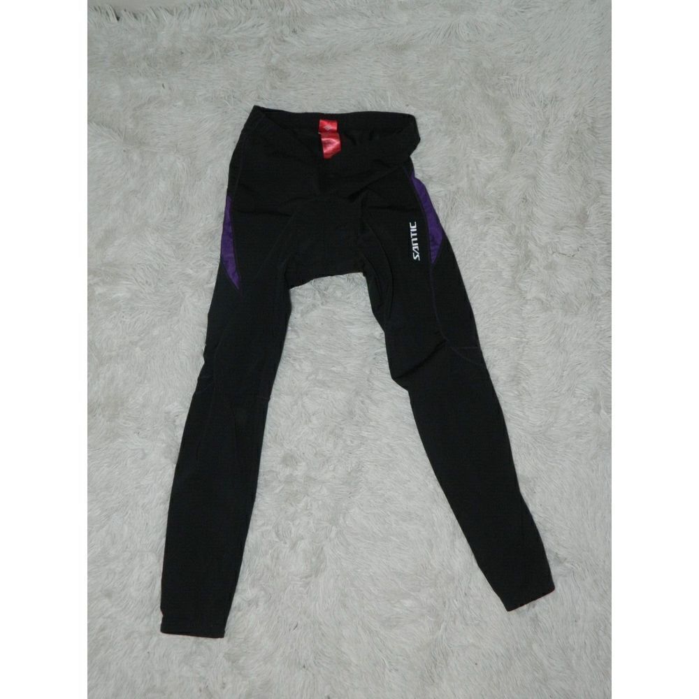 Santic Cycling Leggings Size‎ Medium Padded Athletic Black Purple Pants